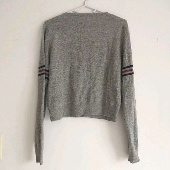 Vtg Weathervane Cardigan Sweater Womens M Gray Stripes Lambswool Angora - Picture 5 of 8